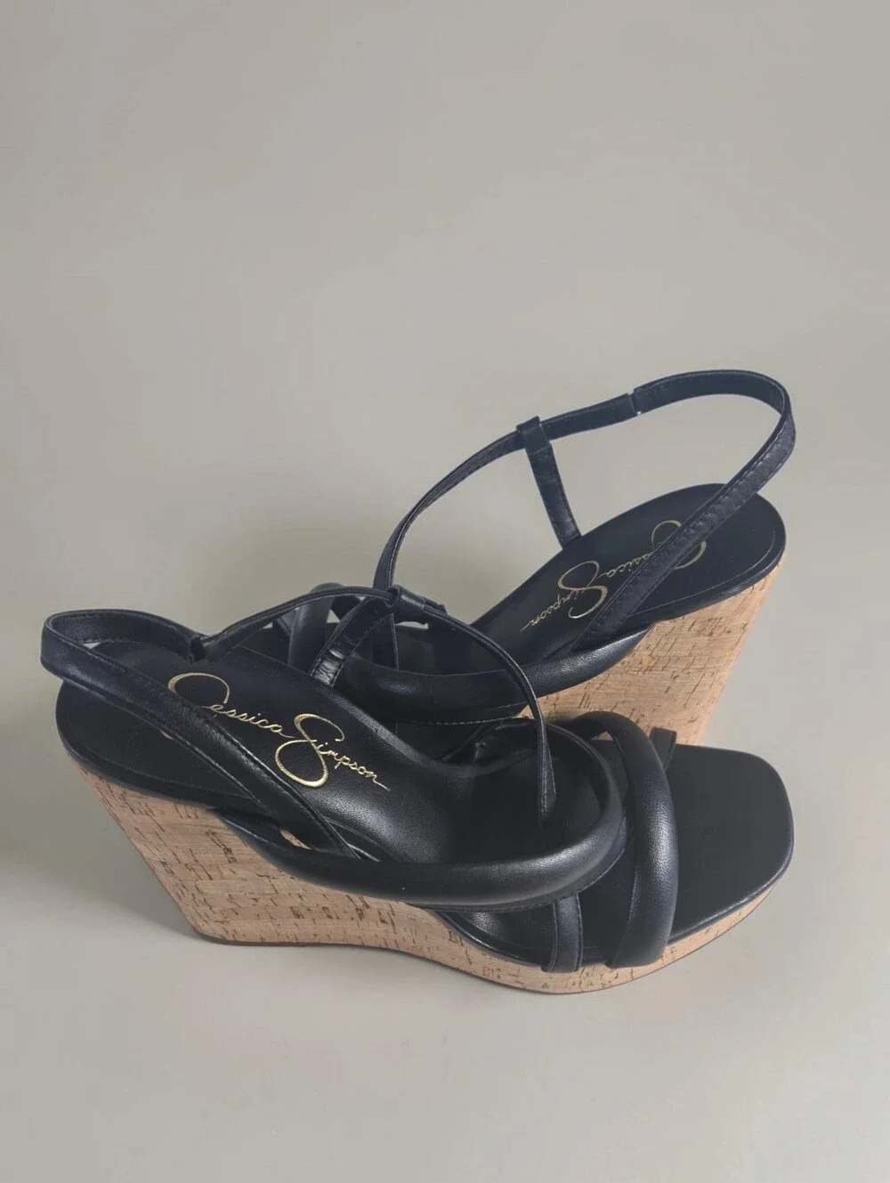 Jessica Simpson Black Crisscross Strap Platform Sandals Size 9